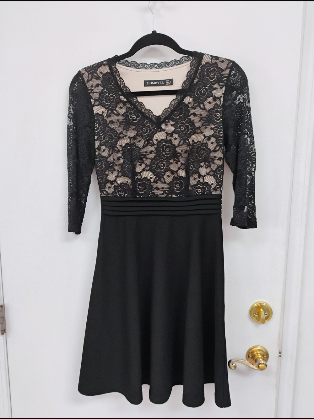 Homeyee Black Lace Fit and Flare Dress Size 6